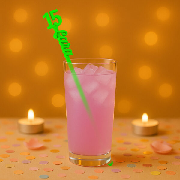 Revolvedores de trago Personalizados Cumple de 15 - Golden 15 - Imagen 2
