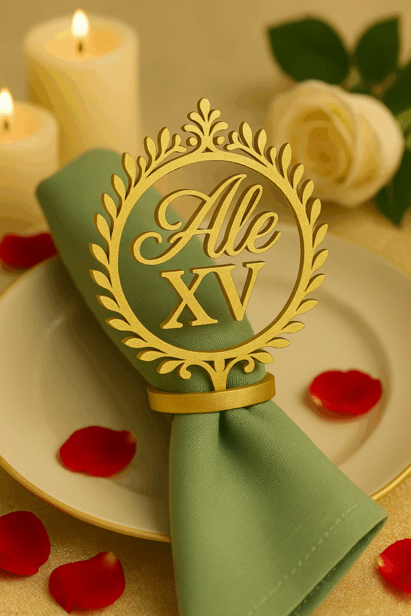 “Elegancia XV” – Servilletero Formal con Nombre - Imagen 2